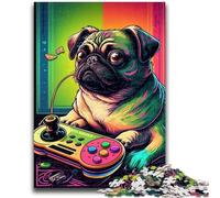 Rompecabezas para Adultos de 1000 Piezas, Juego de Pug, desafiante Juego Familiar, Toda la Familia, 26x38cm