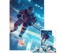 Rompecabezas para Adultos de 1000 Piezas Jugador de Hockey en acción Actividades Divertidas para Disfrutar en casa Durante Las Vacaciones Juegos Divertidos para Mayores de 14 años (38x26cm)