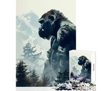 Rompecabezas para Adultos de 1000 Piezas Juguete Educativo de Doble exposición de Gorila Regalo de cumpleaños para Juego Educativo Mejora el Amor Entre Parejas tamaño 38x26cm