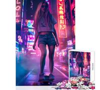 Rompecabezas para Adultos de 1000 Piezas Juguetes antiestrés de Street Girl Regalos geniales y Juguetes Juego de ingenio con póster a Juego y Hoja de Trivia tamaño 38x52cm