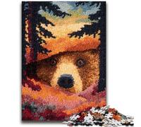 Rompecabezas para Adultos de 1000 Piezas, Juguetes de Oso Pardo del Bosque, Juegos educativos para aliviar el estrés, interacción Entre Padres e Hijos para Mayores de 14 años, 26x38cm