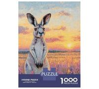 Rompecabezas para Adultos De 1000 Piezas Kangaroo in A Field at Sunset Rompecabezas para Adultos Juegos De Relajación Regalo De Cumpleaños Regalos para Reducir El Estrés 52x38cm/1000pcs