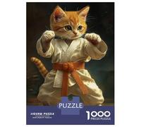 Rompecabezas para Adultos De 1000 Piezas Karate Cat Ready to Strike Rompecabezas para Adultos Juegos Relajantes Pero Divertidos Y Humorísticos para Cumpleaños, Navidad 38x26cm/1000pcs