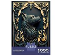 Rompecabezas para Adultos De 1000 Piezas King Black Gold Wolf Rompecabezas Antiestrés Juguetes Divertidos Y Humorísticos Actividades Divertidas En Casa, 70x50cm/1000pcs