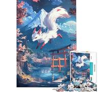 Rompecabezas para Adultos de 1000 Piezas Kitsune con Paisaje japonés Juegos relajantes para Adultos Juego de Corte de precisión Regalo Ideal (Tamaño 38x52cm)