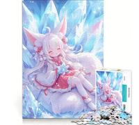 Rompecabezas para Adultos de 1000 Piezas Kitsune Crystal Girl, Juegos relajantes, Actividades Divertidas para Hacer en casa, con póster y Hoja de Preguntas a Juego 38x26cm