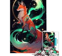 Rompecabezas para Adultos de 1000 Piezas Kitsune Zorro japonés neón Juego Familiar Juego desafiante Juguetes Gran Regalo para Juegos difíciles (tamaño 50x75cm)