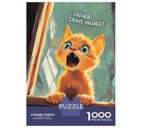 Rompecabezas para Adultos De 1000 Piezas Kitten Craves Violence Meme Rompecabezas para Adultos Juego Familiar Divertido Y Humorístico Cumpleaños Y Navidad 70x50cm/1000pcs