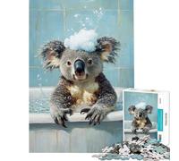 Rompecabezas para Adultos de 1000 Piezas Koala a la Hora del baño Divertido Rompecabezas para Adultos Carrera de Velocidad con Las Manos Cada Pieza es única Juguetes educativos de Aprendizaje 38x26cm