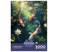 Rompecabezas para Adultos De 1000 Piezas Koi Fish Pond Rompecabezas para Adultos Juegos Relajantes Decoración Cumpleaños 52x38cm/1000pcs