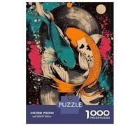 Rompecabezas para Adultos De 1000 Piezas Koi Fish Vinyl Art Yin Yang Koi Fish Vibrant Abstract Design Rompecabezas para Adultos Juego Familiar Divertido Y Humorístico Cumpleaños Y
