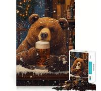 Rompecabezas para Adultos de 1000 Piezas La Bebida Invernal del Oso - Juguete Divertido de Corte Premium para ejercitar la Mente,Juego Relajante,decoración de cumpleaños,Regalo (38x52cm)