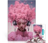 Rompecabezas para Adultos de 1000 Piezas La Felicidad del Ruido Rosa Juego Familiar para y Regalos de cumpleaños, Regalos, Arte Mural 38x26cm