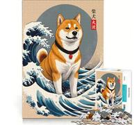 Rompecabezas para Adultos de 1000 Piezas La Gran Ola de Shiba Inu, Juegos educativos, decoración, Cada Pieza es única 38x52cm