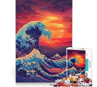 Rompecabezas para Adultos de 1000 Piezas, La Gran Ola, Estilo Retro, Juegos educativos, decoración, Cada Pieza es única 38x52cm