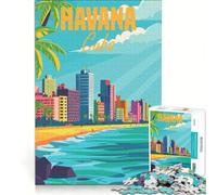 Rompecabezas para Adultos de 1000 Piezas, La Habana, Cuba, Estilo Minimalista, Ideal para Relajarse, Mejorar la Memoria cumpleaños y Navidad 38x52cm