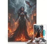 Rompecabezas para Adultos de 1000 Piezas: La hechicera Oscura en una Ciudad en Llamas Un Juego práctico, Divertido y con Humor Ideal para añadir a la Lista de Deseos de Papá Noel 50x75cm