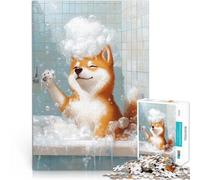 Rompecabezas para Adultos de 1000 Piezas La Hora del baño del Shiba Inu Acertijo para Cada Pieza es única: un desafiante y Divertido Juego Familiar 50x70cm