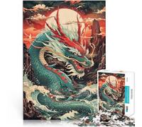 Rompecabezas para Adultos de 1000 Piezas La ira de los Dragones Marinos Análisis y lógica con Piezas de Formas aleatorias Que se entrelazan Completamente 38x26cm