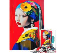 Rompecabezas para Adultos de 1000 Piezas La Joven de la Perla - Arte Moderno Ayuda a ejercitar el Cerebro Regalo de cumpleaños Decoración para el hogar Juguetes Apto para Mayores de 14 años (38x26cm)