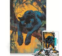 Rompecabezas para Adultos de 1000 Piezas: La majestuosidad de la Pantera Negra escondida Juguetes para armar, mejoran la Memoria, Toda la Familia 38x52cm