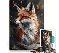 Rompecabezas para Adultos de 1000 Piezas La majestuosidad del Zorro otoñal Arte de Corte preciso,Juego para ejercitar la Mente,Juego Relajante,Regalo de Arte navideño (50x75cm)