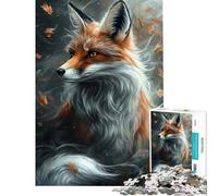 Rompecabezas para Adultos de 1000 Piezas La majestuosidad del Zorro otoñal Rompecabezas para Adolescentes Juegos relajantes de análisis y lógica cumpleaños (tamaño 38x52cm)