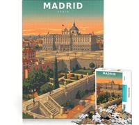 Rompecabezas para Adultos de 1000 Piezas La majestuosidad en Tonos Pastel del Palacio de Madrid Juego Educativo de dificultad Alta cumpleaños y Navidad 38x52cm