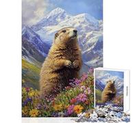 Rompecabezas para Adultos de 1000 Piezas La Mirada de la marmota de montaña Juegos relajantes Una Obra de Arte cumpleaños y Navidad (Tamaño 38x52cm)