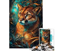 Rompecabezas para Adultos de 1000 Piezas La Mirada de la Pantera de la Jungla Juguetes adictivos para Cultivar la Paciencia Juego Familiar Decoración para el hogar Regalos Divertidos (tamaño 38x52cm)