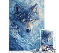 Rompecabezas para Adultos de 1000 Piezas La Mirada del Lobo congelado Rompecabezas antiestrés para Adultos Una Obra de Arte Regalos para Amigos y Familiares (tamaño 50x75cm)
