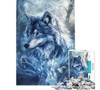 Rompecabezas para Adultos de 1000 Piezas La Mirada del Lobo Helado Rompecabezas para Adultos Carrera de Velocidad Manual Cada Pieza es única Juguetes educativos 38x26cm