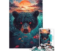 Rompecabezas para Adultos de 1000 Piezas La Mirada del Oso bajo el Agua Rompecabezas para Adolescentes Patrón de Montaje difícil y desafiante Juego Divertido y desafiante para Toda la Familia 38x26cm