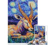 Rompecabezas para Adultos de 1000 Piezas La Noche Estrellada con gacela - Juego Relajante para Adultos - Desafío difícil cumpleaños y Navidad (Tamaño 50x75cm)