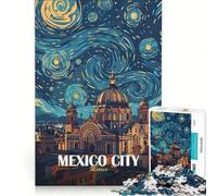 Rompecabezas para Adultos de 1000 Piezas La Noche Estrellada de la Ciudad de México Juego Imposible Mejora la Memoria con Piezas de Formas aleatorias Que encajan Perfectamente 38x52cm