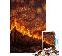 Rompecabezas para Adultos de 1000 Piezas La Noche Estrellada El Arca ardiente Rompecabezas para Adolescentes Juegos relajantes Vacaciones en casa Matar el Tiempo Juego desafiante Regalos (50x75cm)