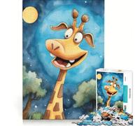 Rompecabezas para Adultos de 1000 Piezas La Sonrisa de una Jirafa a la luz de la Luna, Juguetes antiestrés, Ideal para la interacción Entre Padres e Hijos, cumpleaños 38x26cm