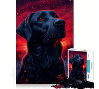 Rompecabezas para Adultos de 1000 Piezas Labrador Negro,Atardecer Rojo,decoración Elegante,Juego de Habilidad Mental,diversión Casual,decoración navideña 38x26cm