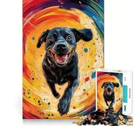 Rompecabezas para Adultos de 1000 Piezas Labrador Negro en Colores Vibrantes,Bordes Bien definidos,Juguete para ejercitar la Mente,diversión sin complicaciones,decoración navideña 50x75cm