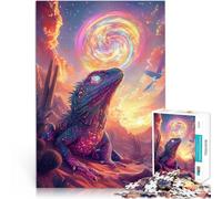 Rompecabezas para Adultos de 1000 Piezas Lagarto Mirando el orbe cósmico Desafiante Difícil Juguetes de decoración del hogar 75x50cm