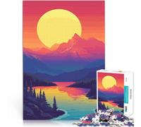 Rompecabezas para Adultos de 1000 Piezas Lago de montaña al Atardecer Juego Familiar para y Trato como Regalo para Toda la Familia 38x26cm