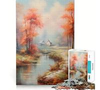 Rompecabezas para Adultos de 1000 Piezas Lago Serenidad Otoñal,Bordes Impecables,Juguete Divertido para Ejercitar la Mente,Escena Navideña (38x26cm)