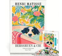 Rompecabezas para Adultos de 1000 Piezas Lámina artística Baño de Perros de Henri Matisse Juego Interactivo Actividades Familiares Lista de Deseos con Papá Noel 38x26cm