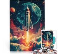 Rompecabezas para Adultos de 1000 Piezas Lanzamiento de Cohete Retro Difícil y desafío Decoración de Pared cumpleaños y Navidad 52x38cm
