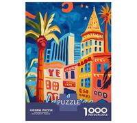 Rompecabezas para Adultos De 1000 Piezas Las Vegas Cityscape Painting Rompecabezas para Adultos Juegos Familiares Decoración Perfecta Cumpleaños Y Navidad 70x50cm/1000pcs