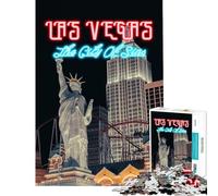 Rompecabezas para Adultos de 1000 Piezas Las Vegas la Ciudad del Pecado Rompecabezas de 1000 Piezas para decoración de Pared Juego desafiante y Divertido para Toda la Familia (38x52cm)