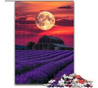 Rompecabezas para Adultos de 1000 Piezas Lavanda bajo la Luna, 26x38cm, para Fiestas, cumpleaños y Noches de Juegos en Familia