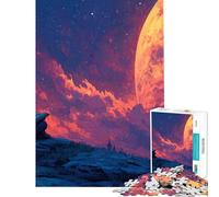 Rompecabezas para Adultos de 1000 Piezas Lector Nocturno bajo una Luna Gigante Rompecabezas de 1000 Piezas Juguetes antiestrés Que mejoran la Memoria Diversión Familiar y Noches de Juegos (38x26cm)