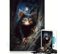 Rompecabezas para Adultos de 1000 Piezas Lémur Aye-Aye en el Bosque Nocturno Juego de Ajuste desarrollar la Mente Juego de Mesa Gratuito con Escena navideña (38x52cm)