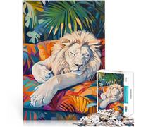 Rompecabezas para Adultos de 1000 Piezas León Blanco Durmiente Juguetes de Entretenimiento Familiar Decoración del hogar 38x26cm